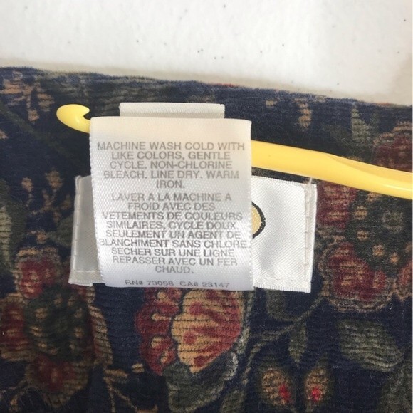 Vintage Talbots Navy Floral Pinwale Corduroy Pants Wide Leg No Pockets Women 14W - Picture 9 of 15